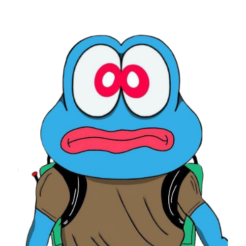 GROGGO with his backpack and signature clueless stare